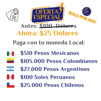 Precios del curso en diferentes monedas